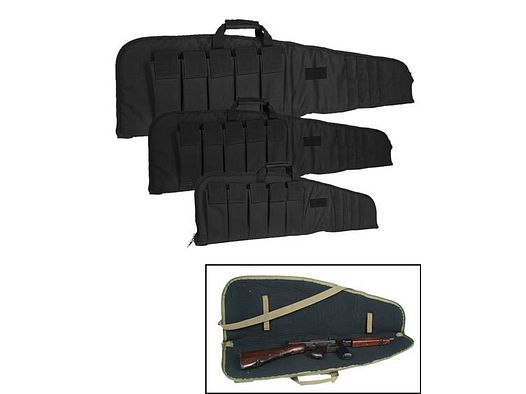 Gewehrtasche / Waffen Futteral Schwarz 120cm m. Magazintaschen - Rifle Case abschließbar