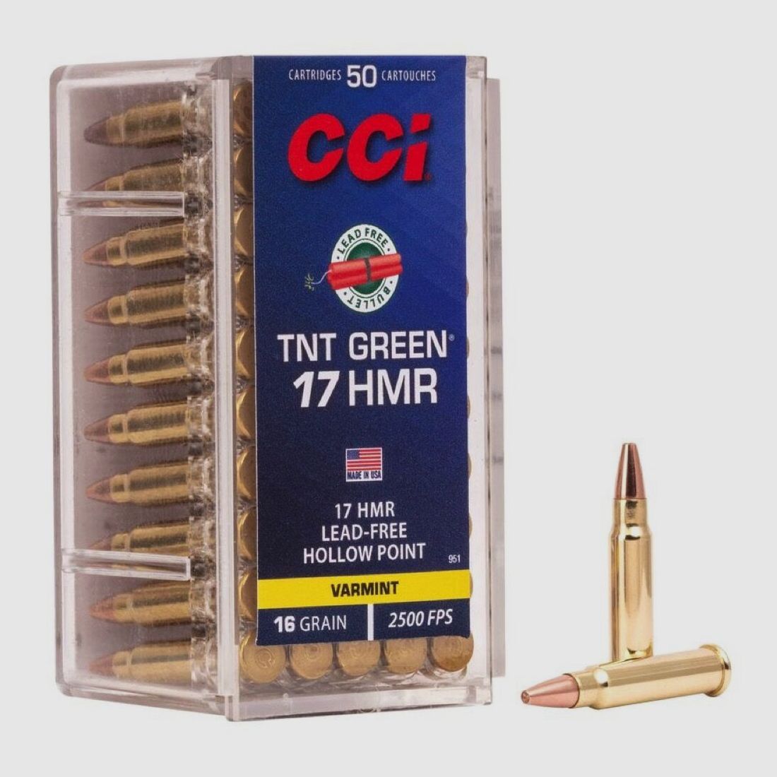 CCI TNT Green HP 16grs 50St .17HMR
