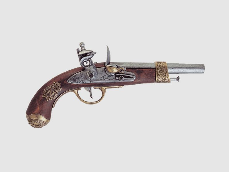 Pistola de Napoleón con el símbolo del emperador en la empuñadura