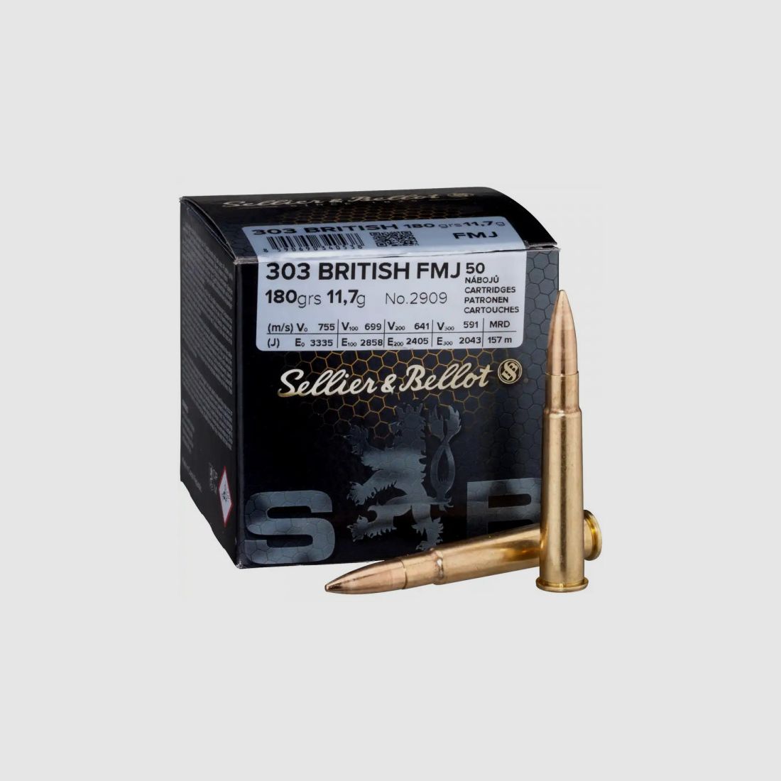 SELLIER & BELLOT .303 BRITISH - FMJ - 180GRS. - 50 PIÈCES
