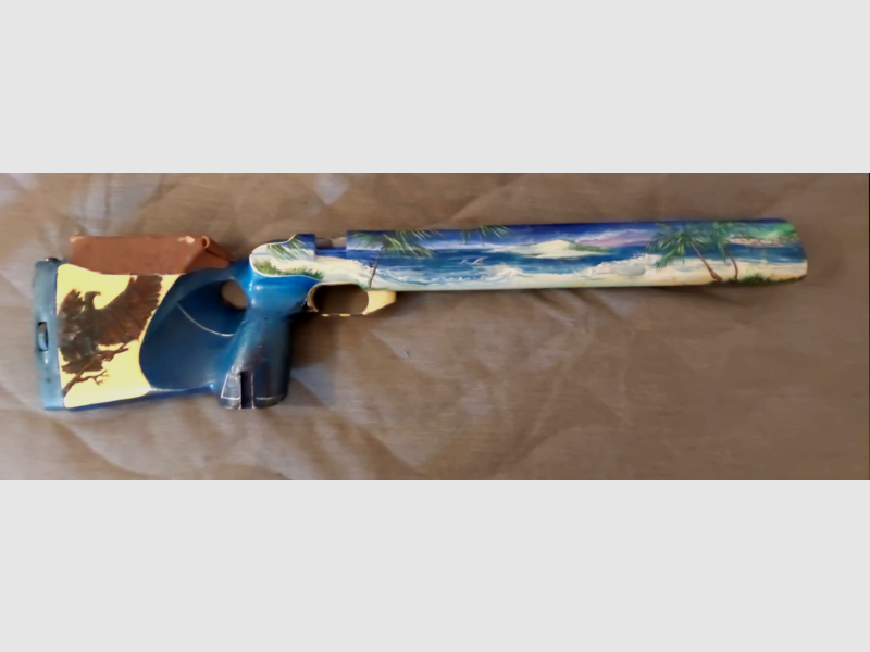 Anschütz rimfire stock for Diana match rifle converted with excellent stock painting 1981