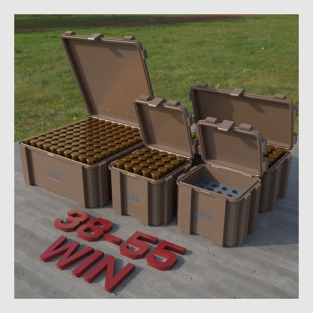 Boîte à munitions Filamelt / .38-55 Winchester / 'couvercle rabattable' / boîte de cartouches, boîte à munitions
