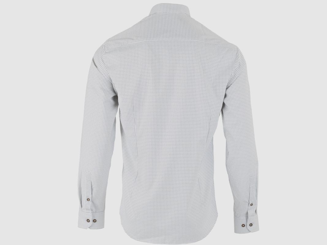 Tagart Stanford men's shirt in white with a small brown check pattern, image 2 of 4