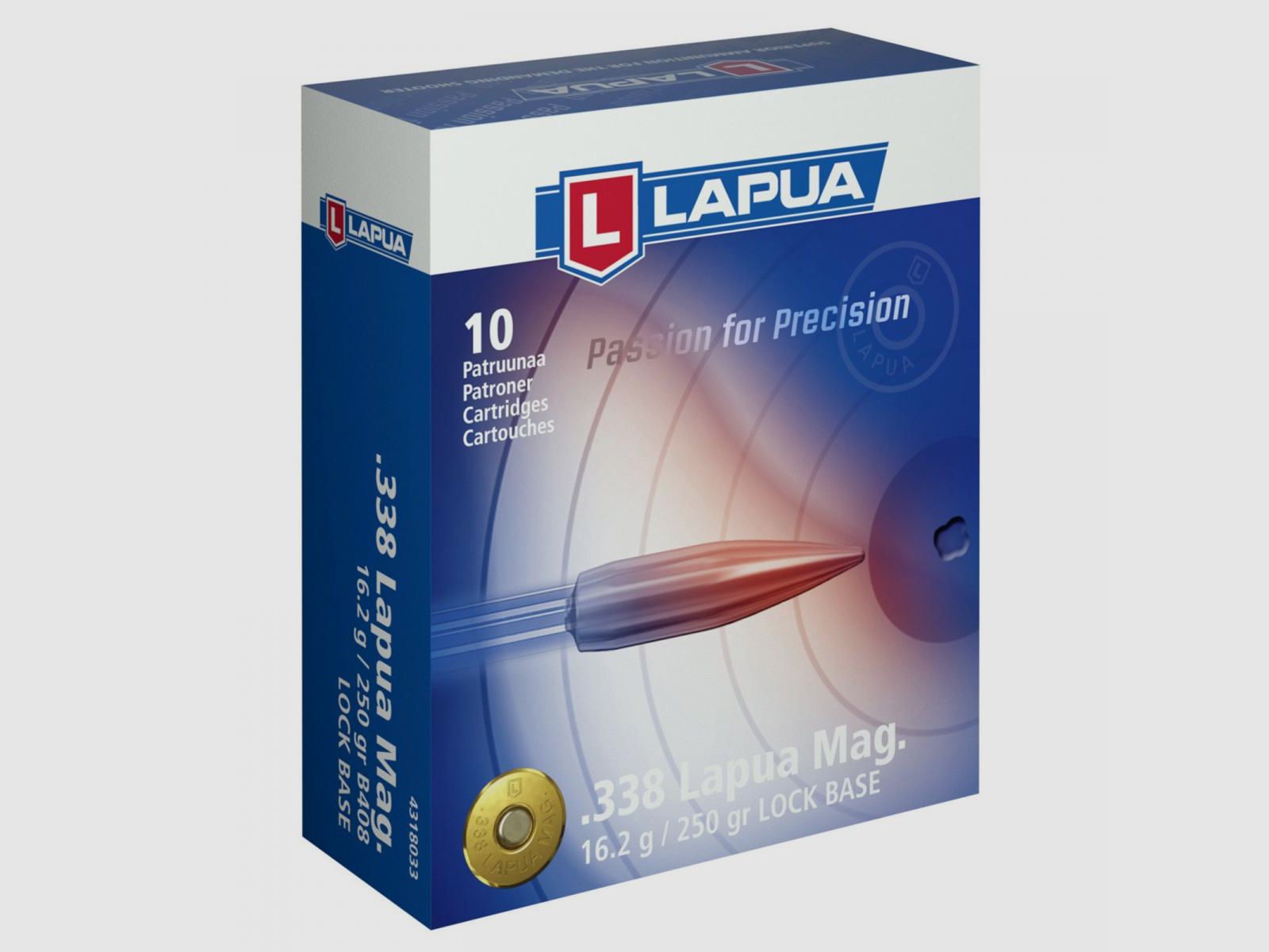 Lapua .338 Lapua Mag. 250GR Lock Base 10 Patronen
