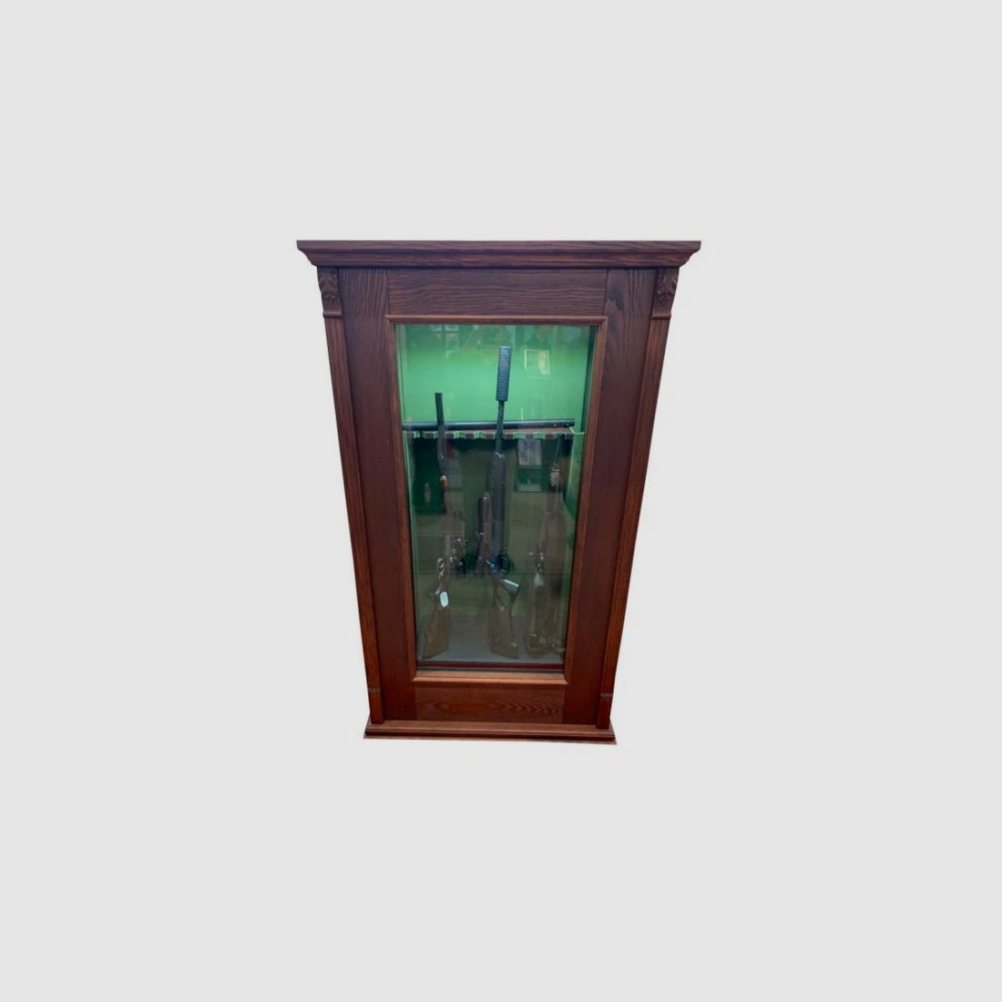 Notre chef-d'œuvre : vitrine en verre - armoire à armes en verre avec revêtement en bois véritable, serrure électronique, classe 1 EN 1143-1