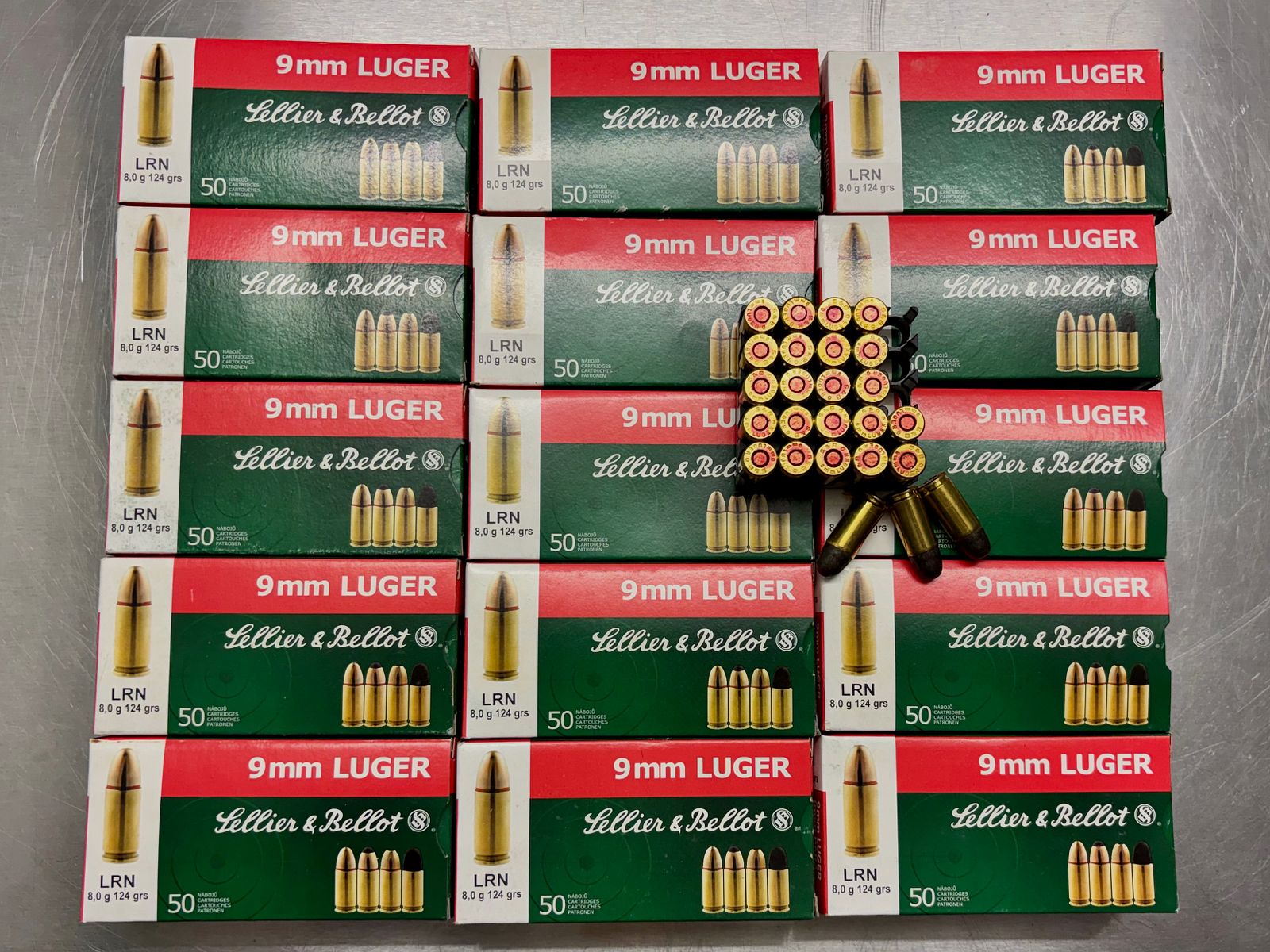 750 disparos S&B 9mmLuger 8,0 G LRN plomo cabeza redonda