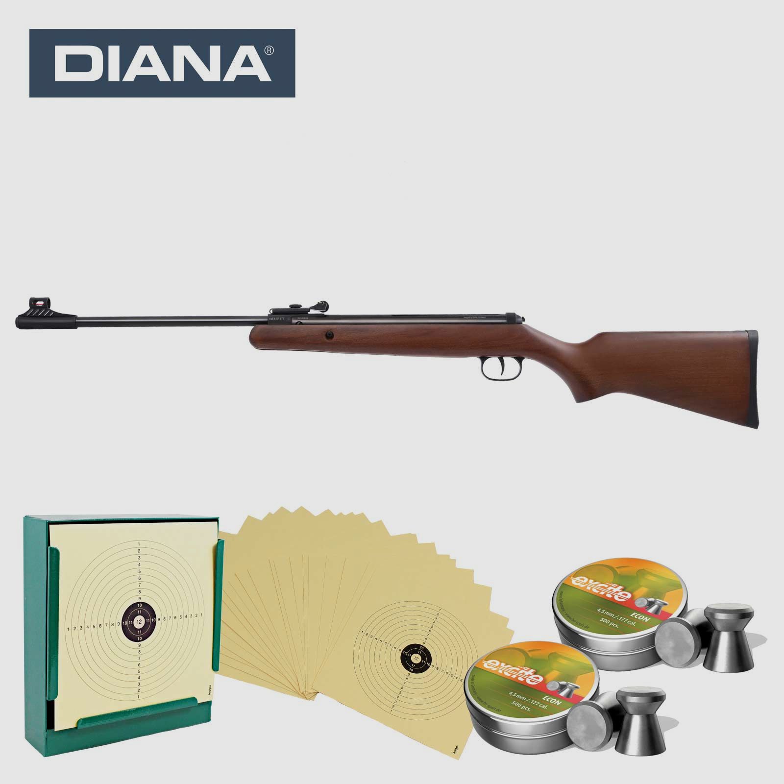 SET Diana two-forty Knicklauf Luftgewehr Kaliber 4,5 mm Diabolo (P18) + Kugelfang