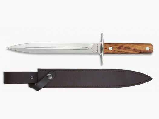 Jachtmes met fijne handgreep van echt olijfhout en 28 cm lemmet