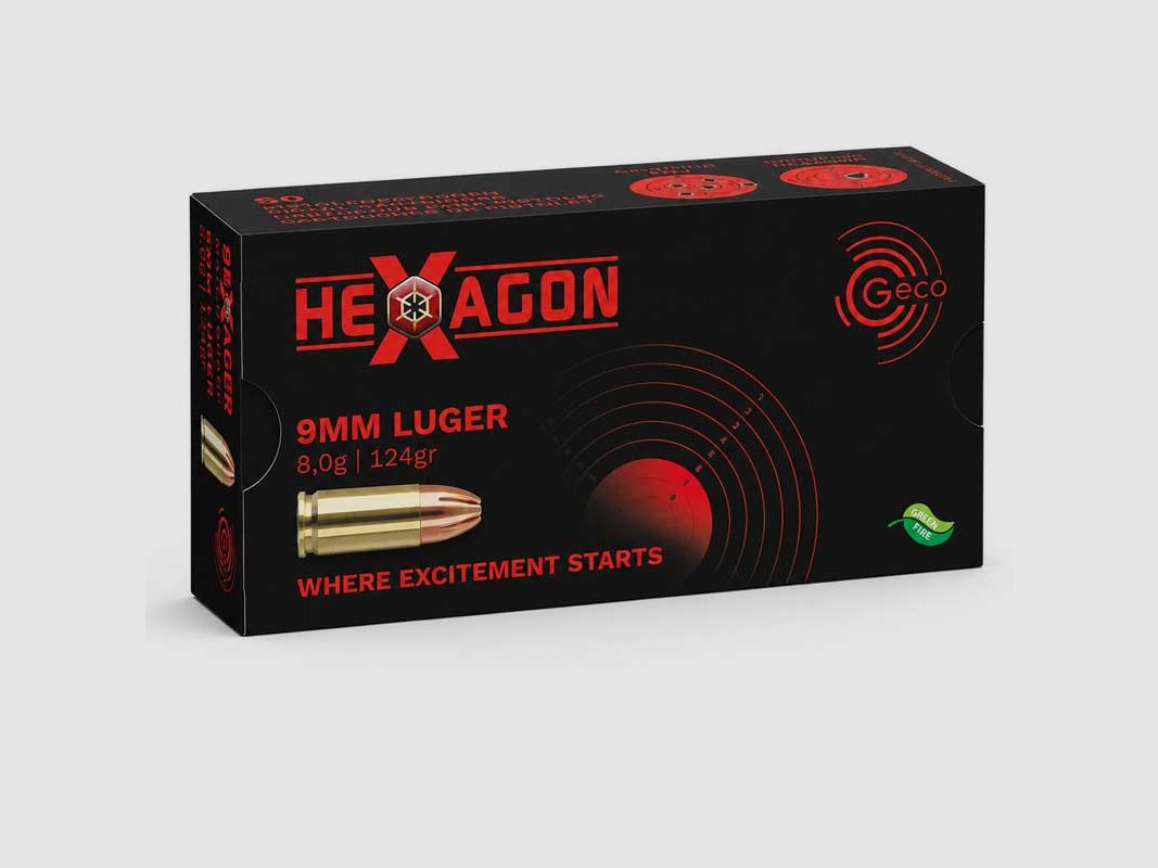 GECO 9mm Luger-munitie HEXAGON 8 g / 124 gr