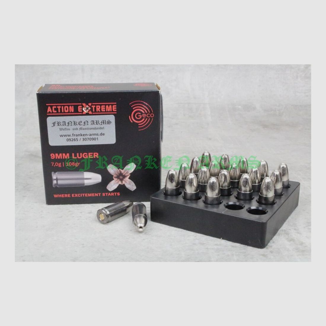 Geco 9mm Luger Acción Extrema 108gr. 7,0g 20 piezas precios por cantidad