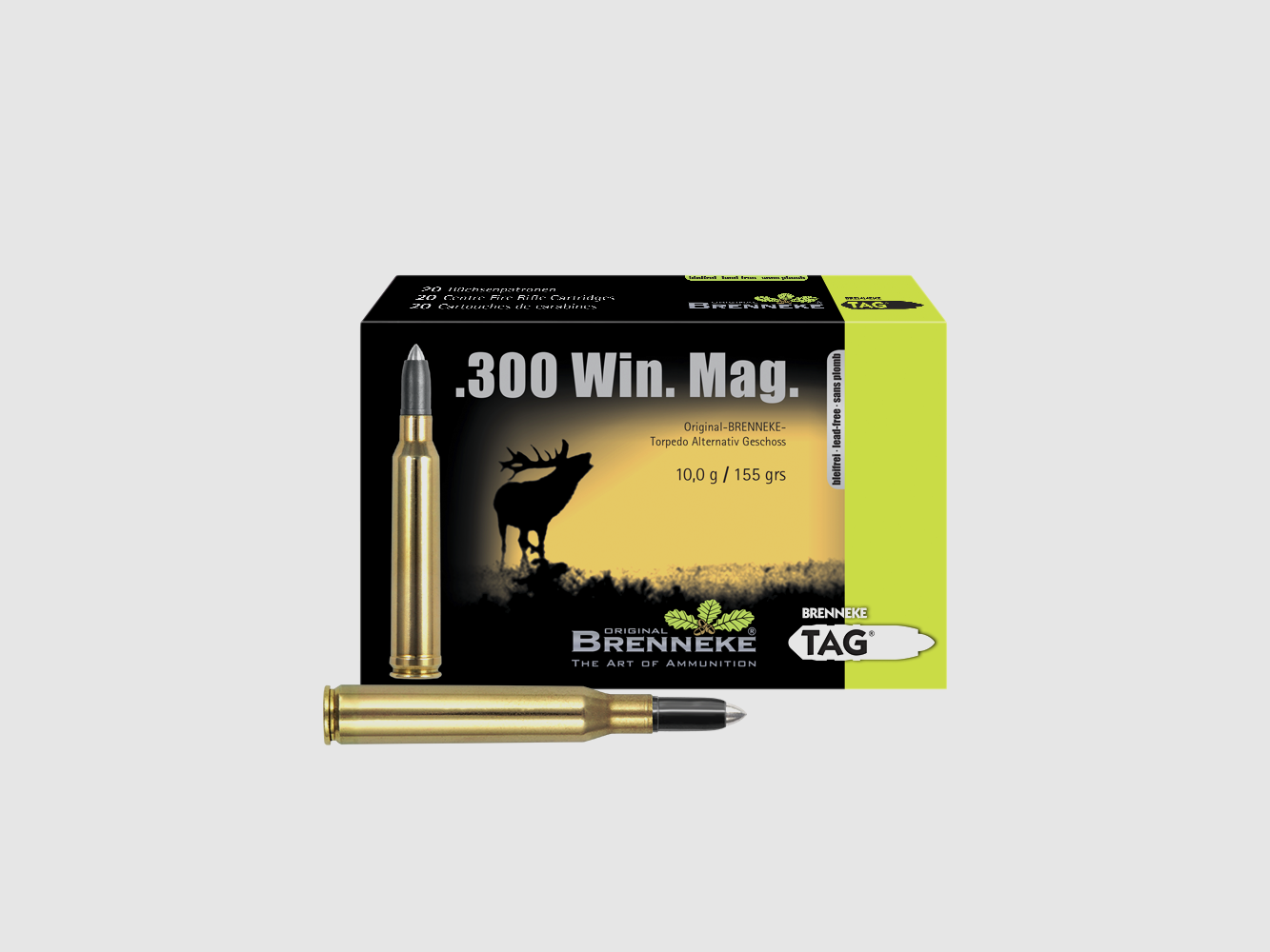 Gewehrpatrone mit TAG® Geschoss - BLEIFREI – .300 Win. Mag., Orig. BRENNEKE TAG 10,0 g VE20