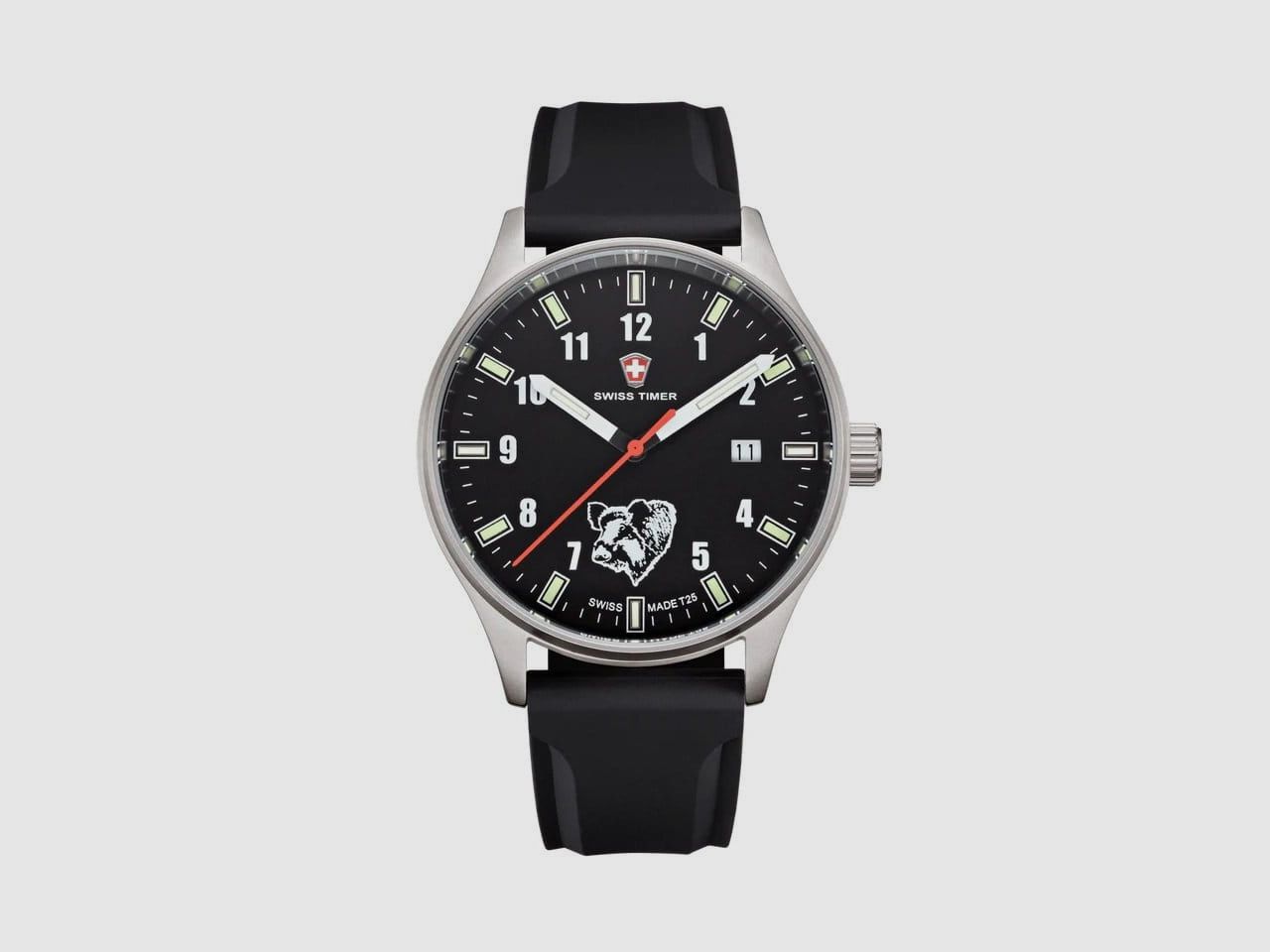 Swiss Timer Trapper schwarz Wildschwein H3 Uhr