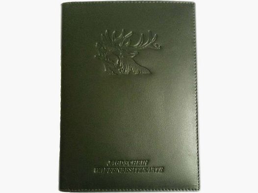 Hunting license case oak leaves, cowhide