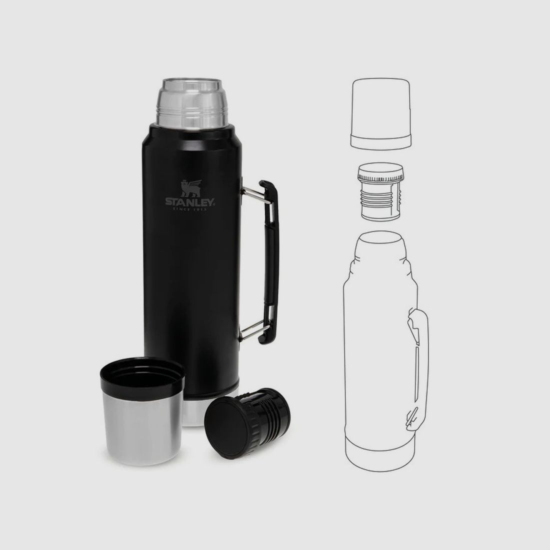 GMT Outdoor Klasyczna Butelka Izolacyjna 1L Inox - Zachowanie Ciepła i Zimna przez 24h, zdjęcie 4 z 7