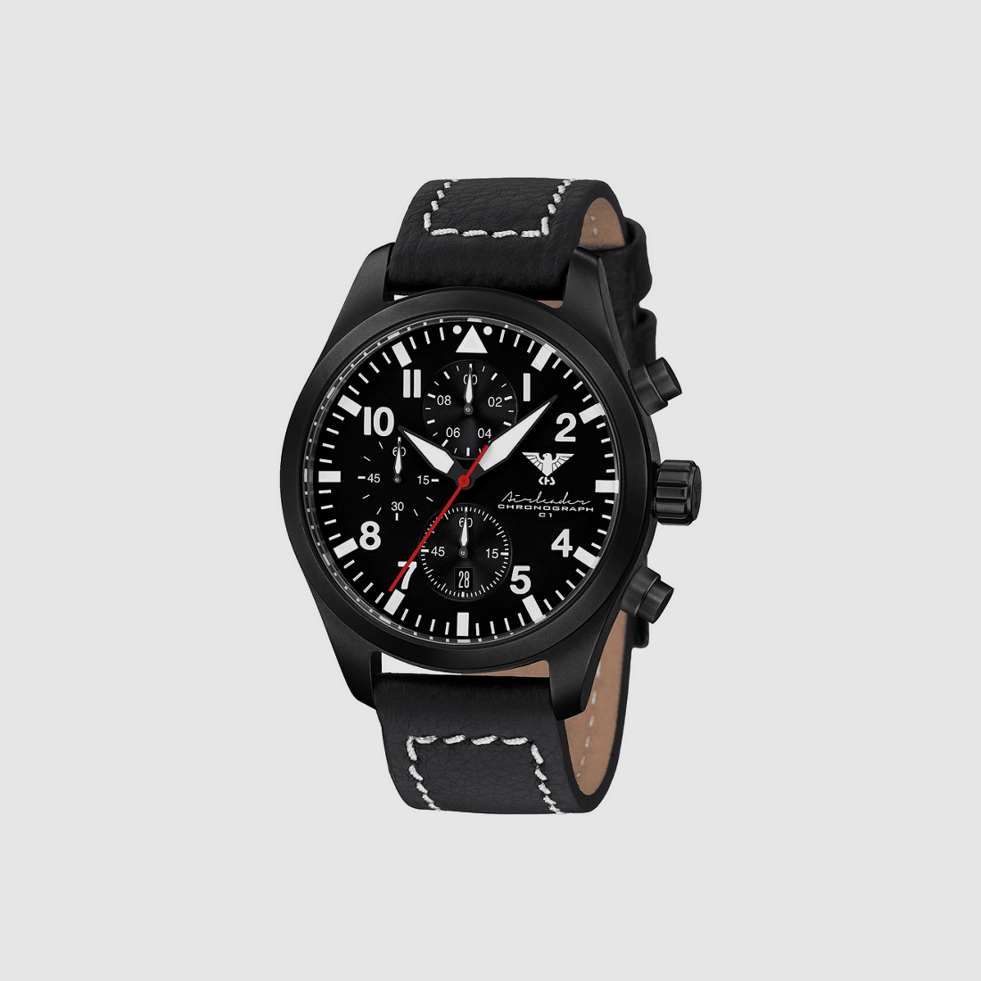 KHS Airleader Black Steel Chronograph Tactical Watch