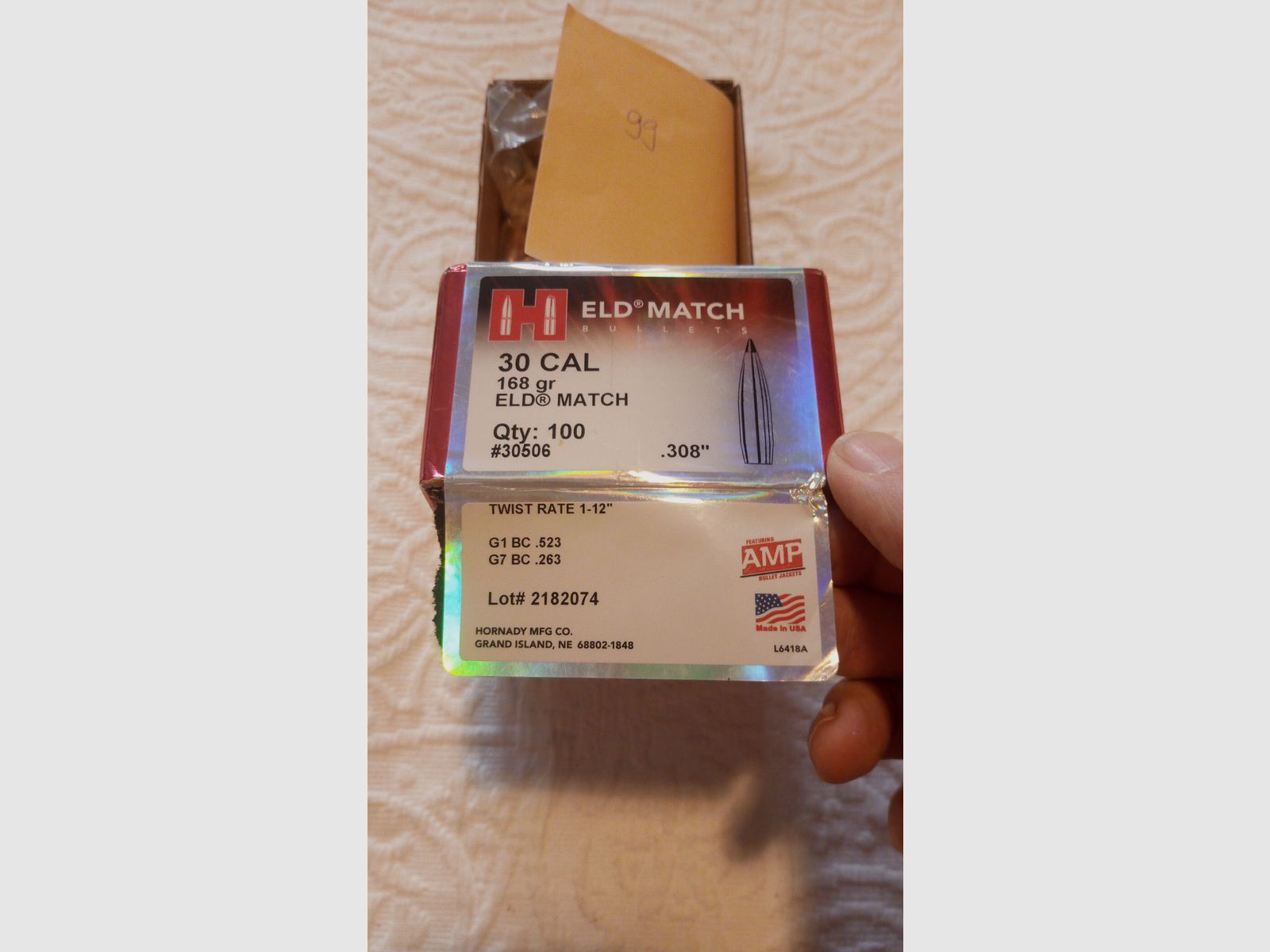 99 Hornady ELD-Match .308 / .30 cal 168 gr proiettili