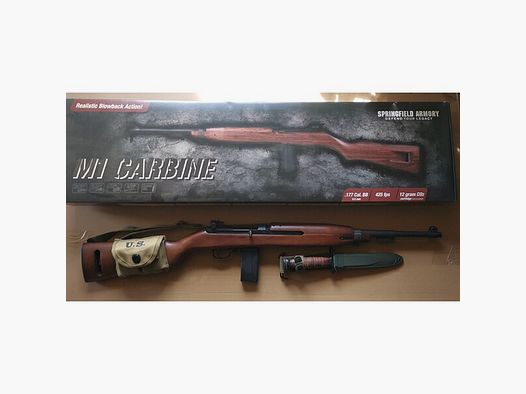 Springfield M1 Carbine co2 4,5mm BB Blowback Echtholz Schaft mit extra Zubehör(Siehe Beschreibung)