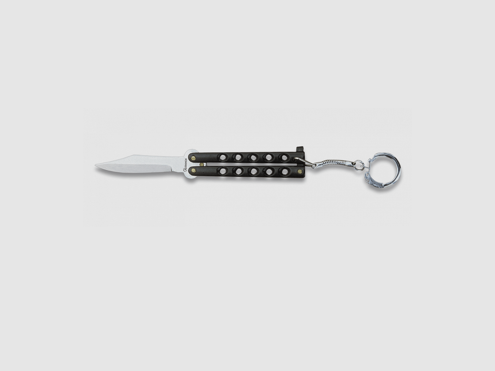 ALBAINOX – COUTEAU PORTACHIAVI BALISONG. Noir. 6 cm