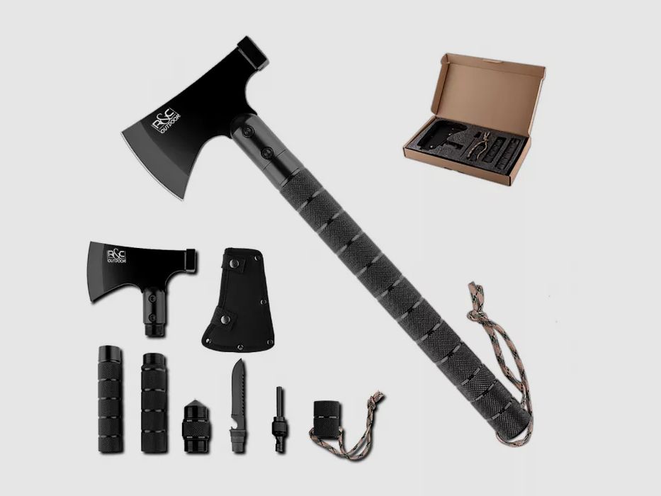 Axe de supervivencia táctica 10 en 1 negro