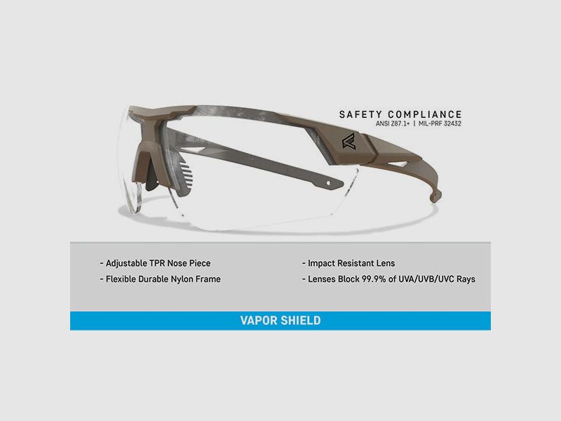 Shooting Glasses PHANTOM RESQUE, Tan499 Frame, Clear Vapor Shield Lens (PR21VS), image 4 of 6
