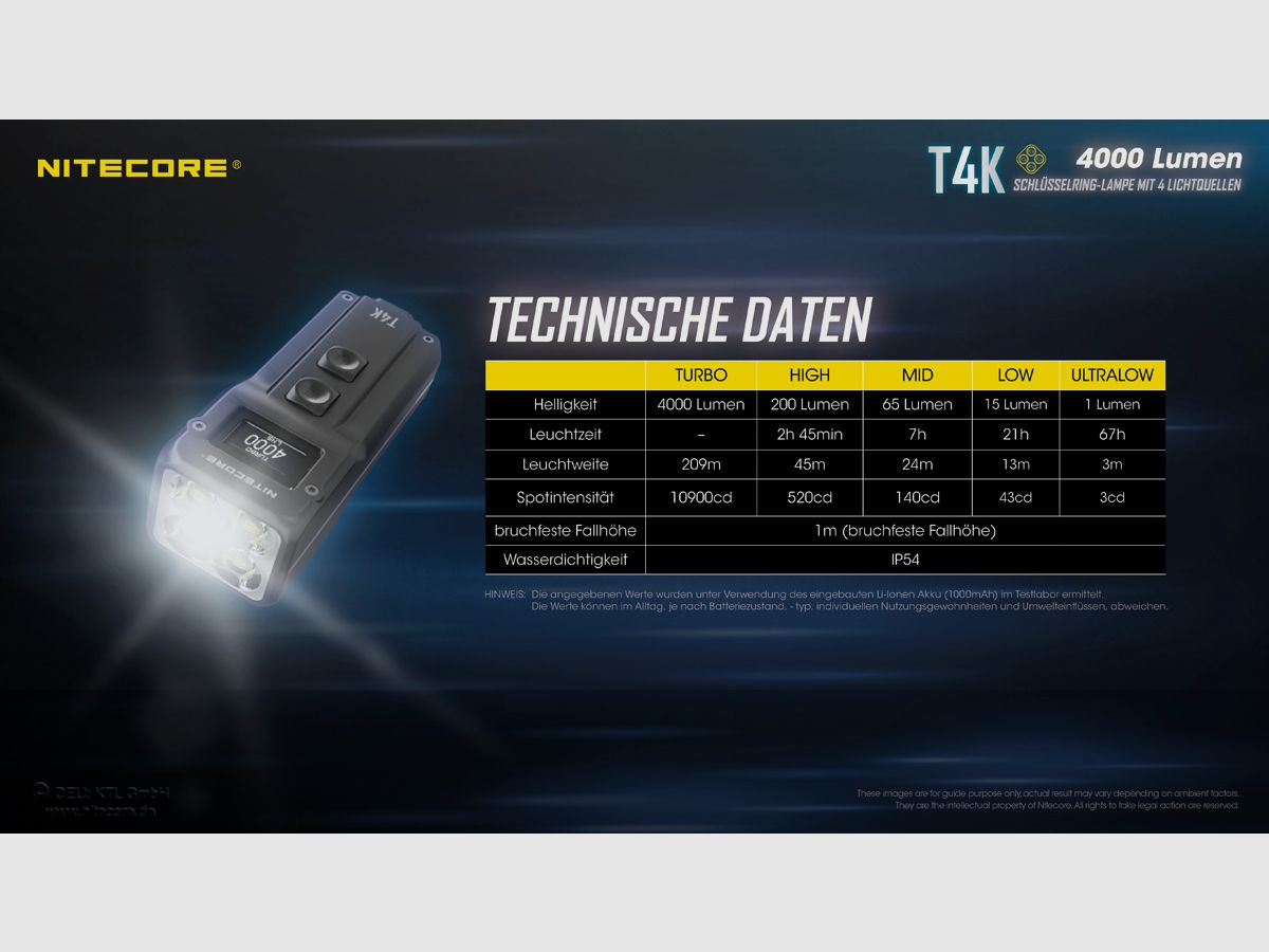 Nitecore T4K LED Taschenlampe 4000 Lumen