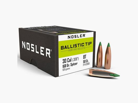 NOSLER BALLES POUR .308" BALLISTIC TIP 168 GR.