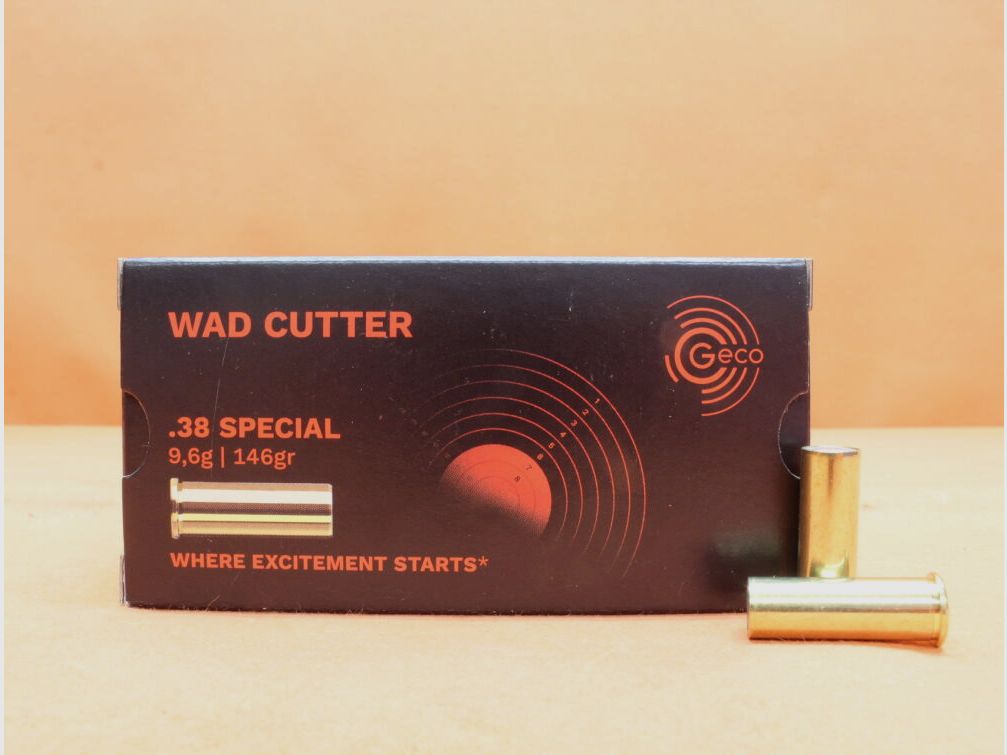 GECO Patrone .38SpecialWC GECO 146grs LWC (2317536) VE 50 Patronen/ 9,6g Blei-Wadcutter