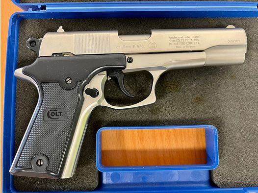 Colt double Eagle 9 mm P.A.K vernickelt mit Koffer