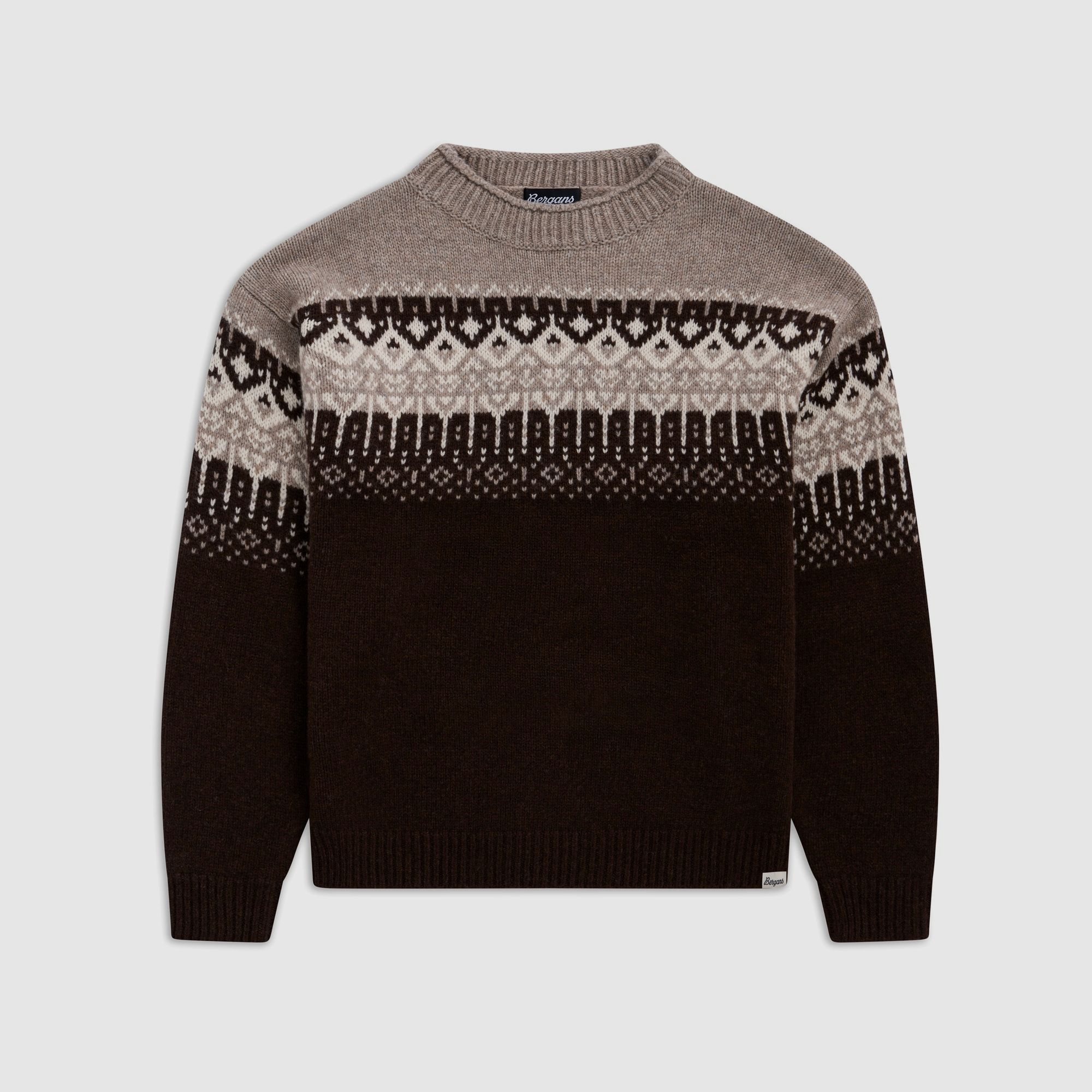 Bergans Steiro Knitted Wool Sweater Dark Chocolate/Cream S
