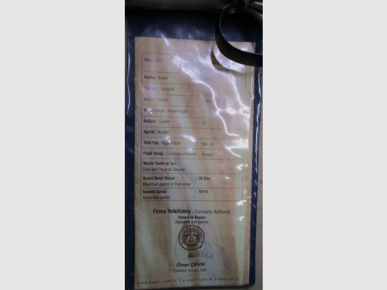 Dwulufowa strzelba Huglu 12/70 -nieużywana-