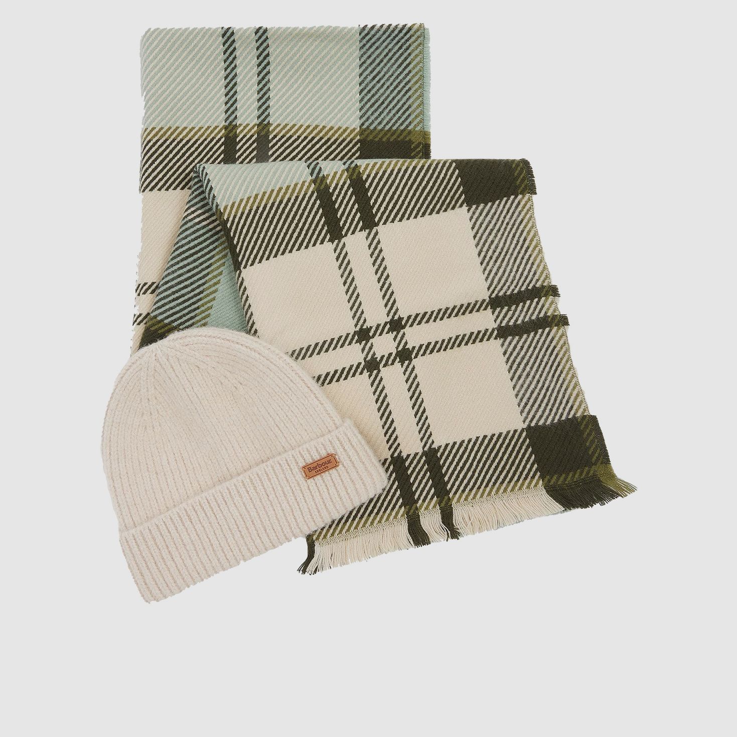 Barbour Set Pendle Beanie& Blair Scarf  Soft mint