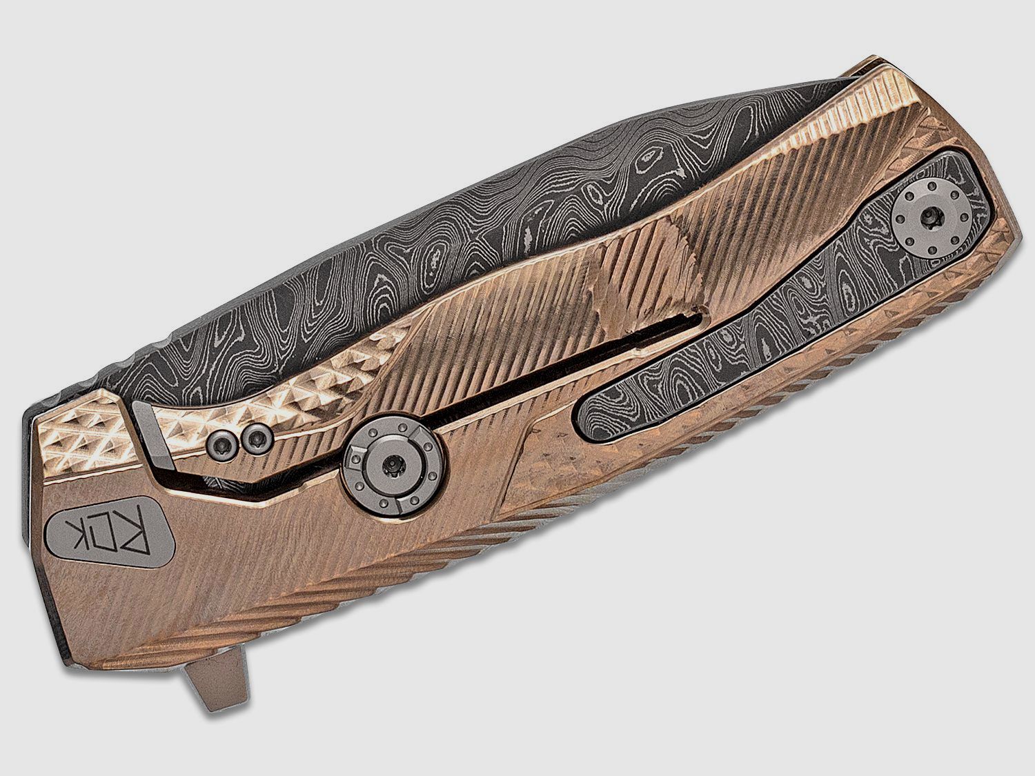 ROK DD GL, Nichols Scrambled Damascus-Klinge, Griff aus goldfarbenem Titan | 97320