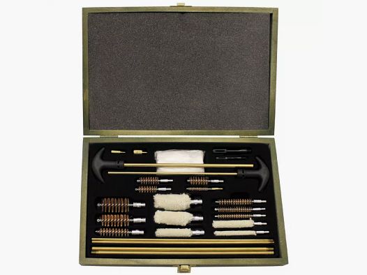 Weapon cleaning set, multi-caliber, 24 pcs. + wooden box