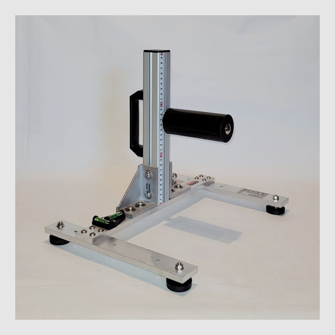 KGF Auflagestativ - Auflageständer Alu H-300-Pro mit Buchenholz-Auflage, Waage, Griff und Maßband