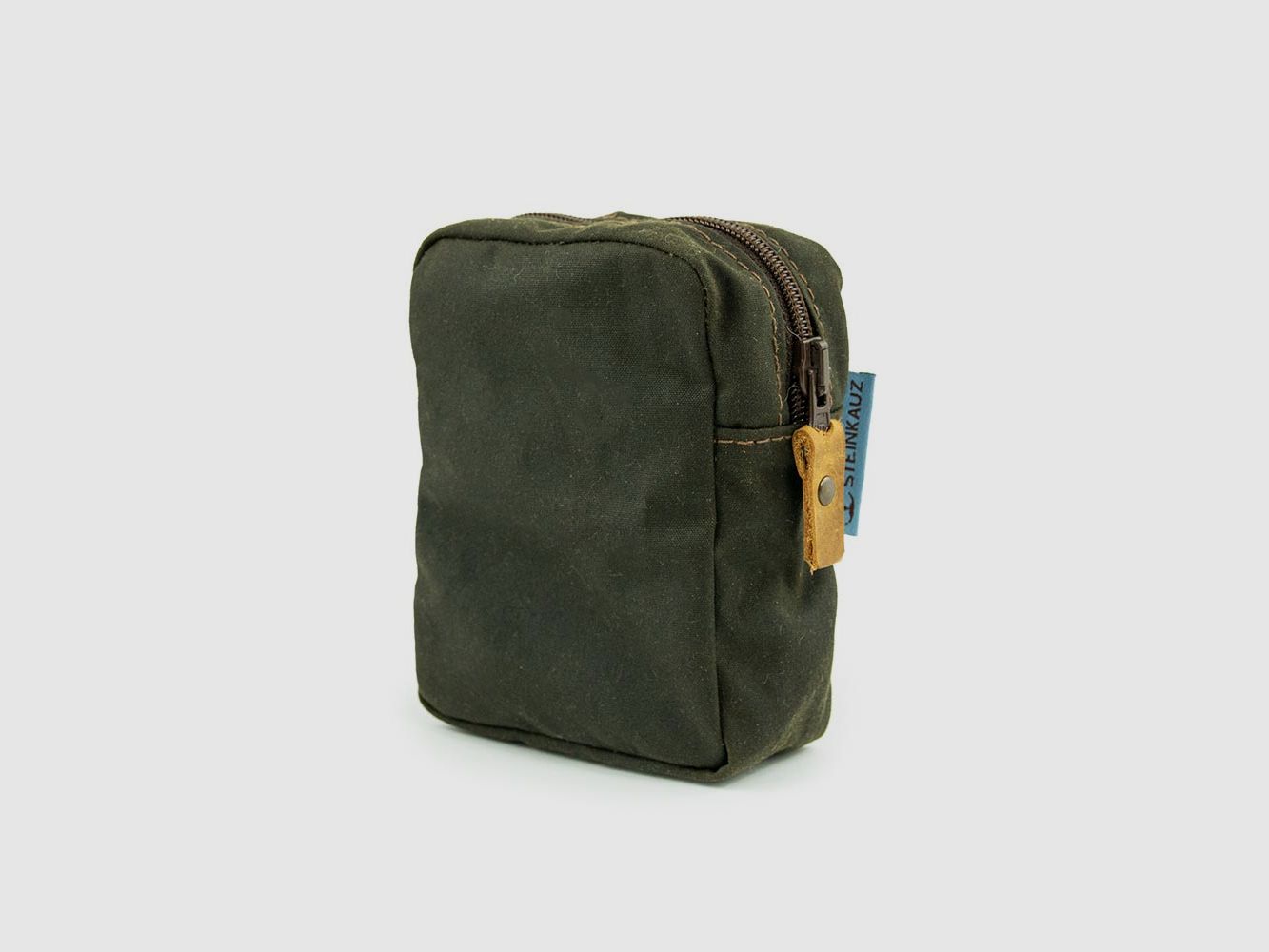 Modulus zipper pocket, waxed cotton, small, olive