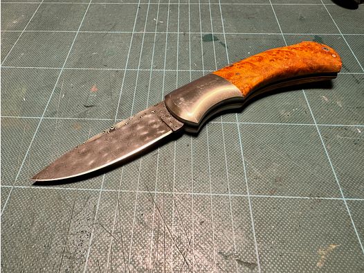 Herbertz damascus pocket knife – real damascus steel 58 HRC – root wood / backlock