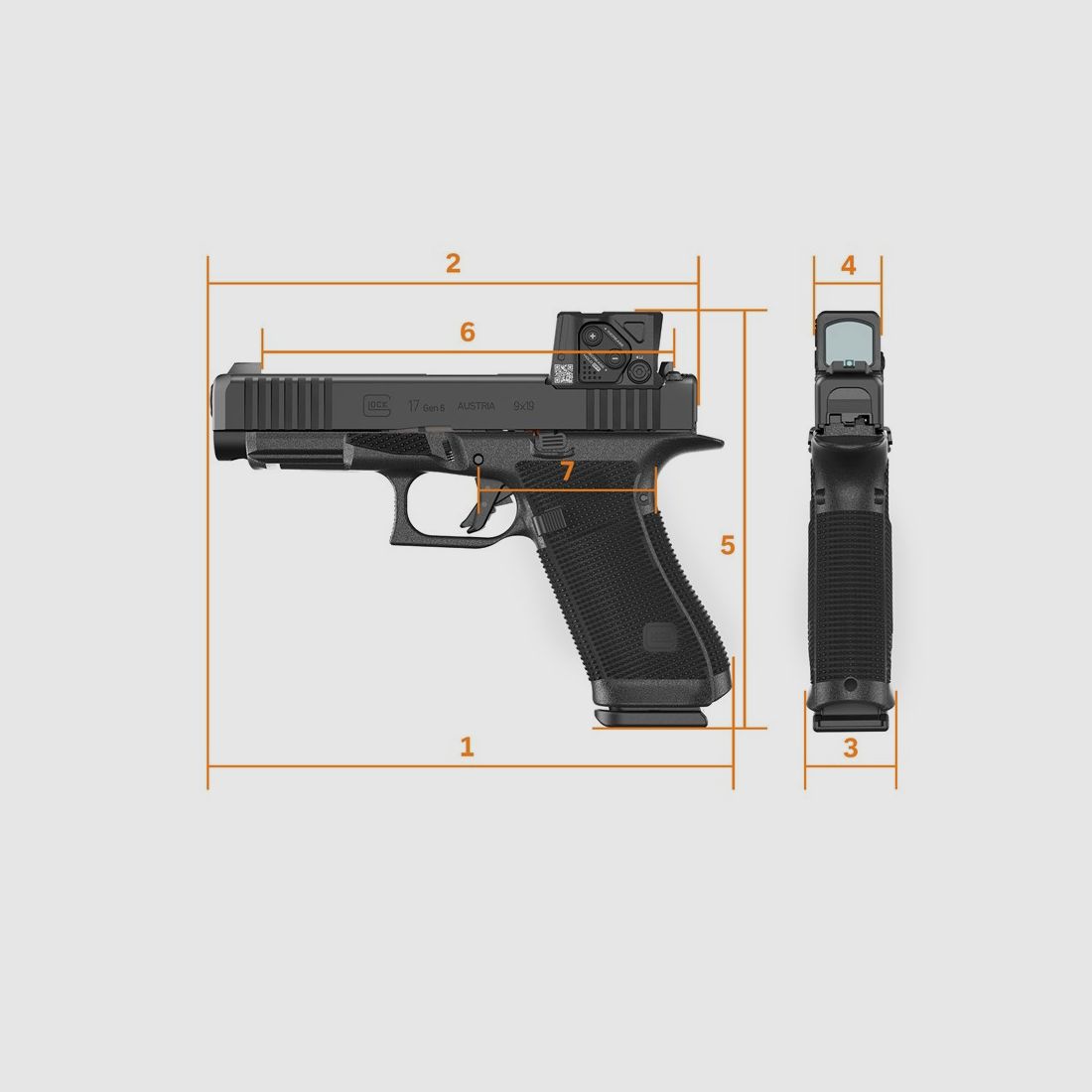 PISTOLA GLOCK 17 GEN6 OR FS 9X19 A-CUT + AIMPOINT COA, immagine 6 di 9