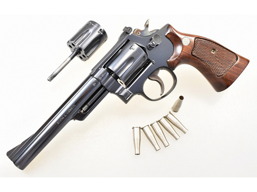 SMITH & WESSON Revolver Mod. 53 Bj. 1961 mit 6" Lauf Kaliber .22 Rem. Jet mit Wechseltrommel .22 LR