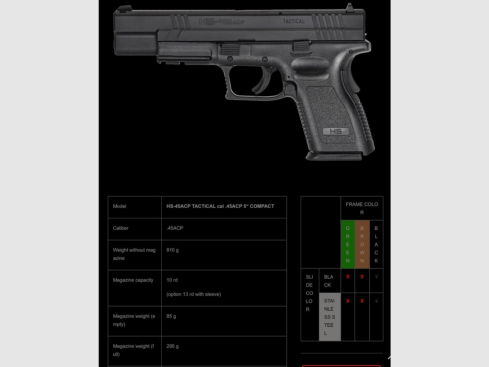 HS PRODUCT / SEMIAUTO PISTOL / ALL MODELS, image 13 of 13