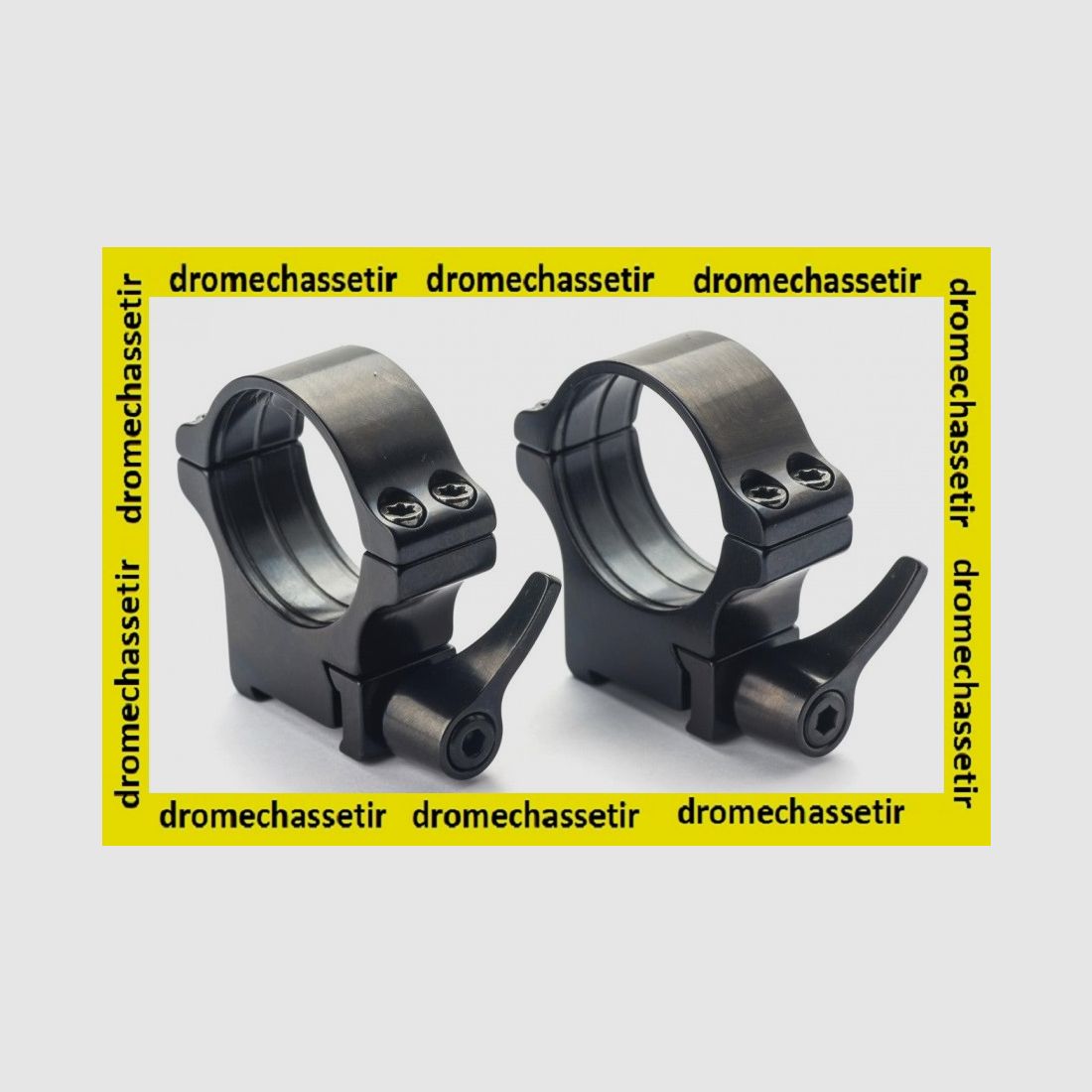lot de 2 anneaux Haut acier pour carabine CZ 527, diametre 30mm, serrage a levier noir