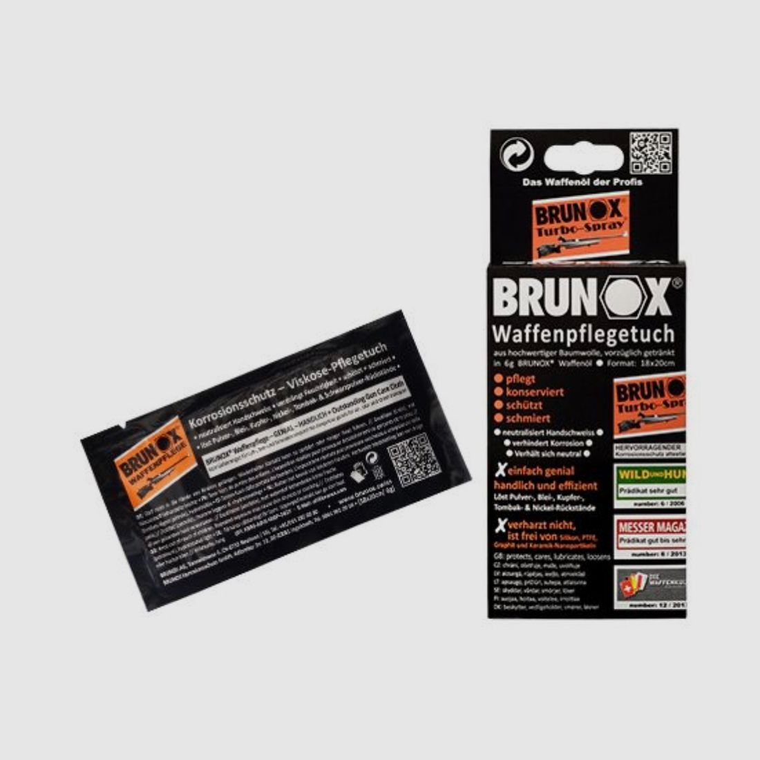 Brunox Waffenpflegetuch aus Baumwolle vorzüglich in 6g Brunos Waffenöl getränkt 10x20cm