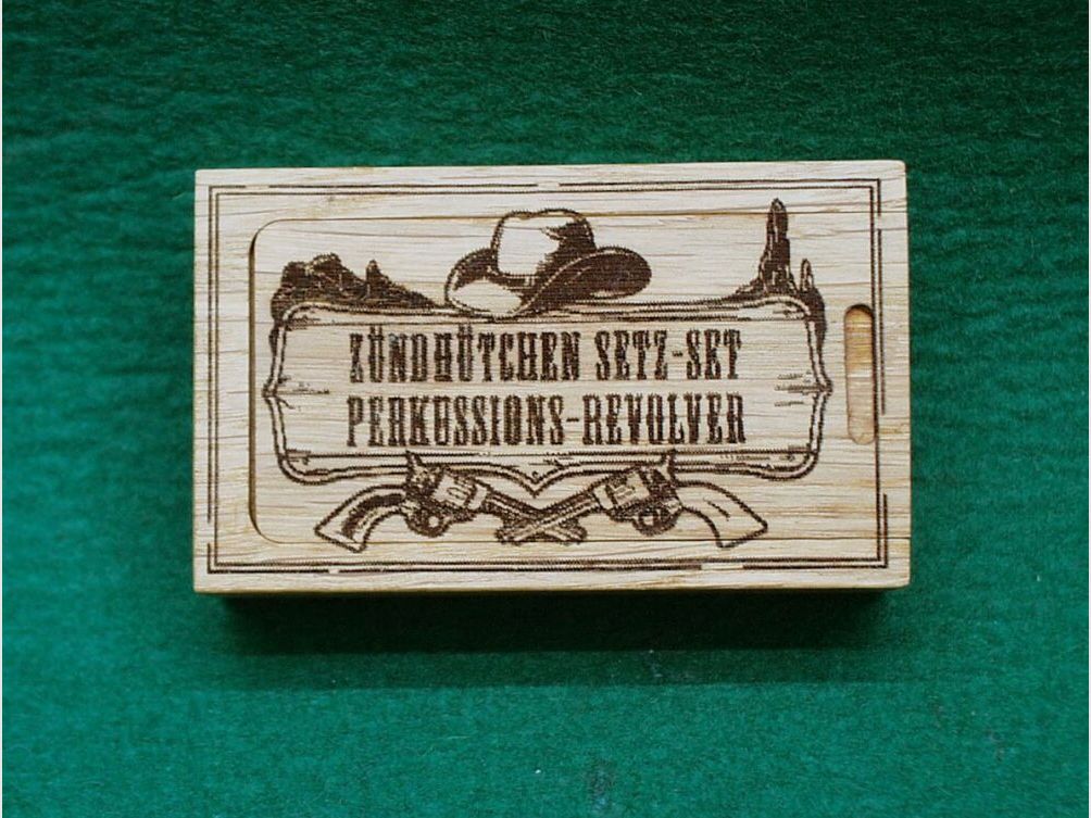 Zündhütchen Setz-Set für Perkussions-Revolver, Alu, aus Holz