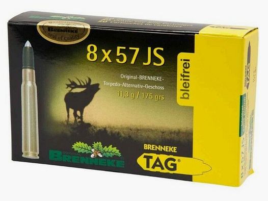 Brenneke 8x57 IS TAG loodvrij 11,3g/175grs. Brenneke