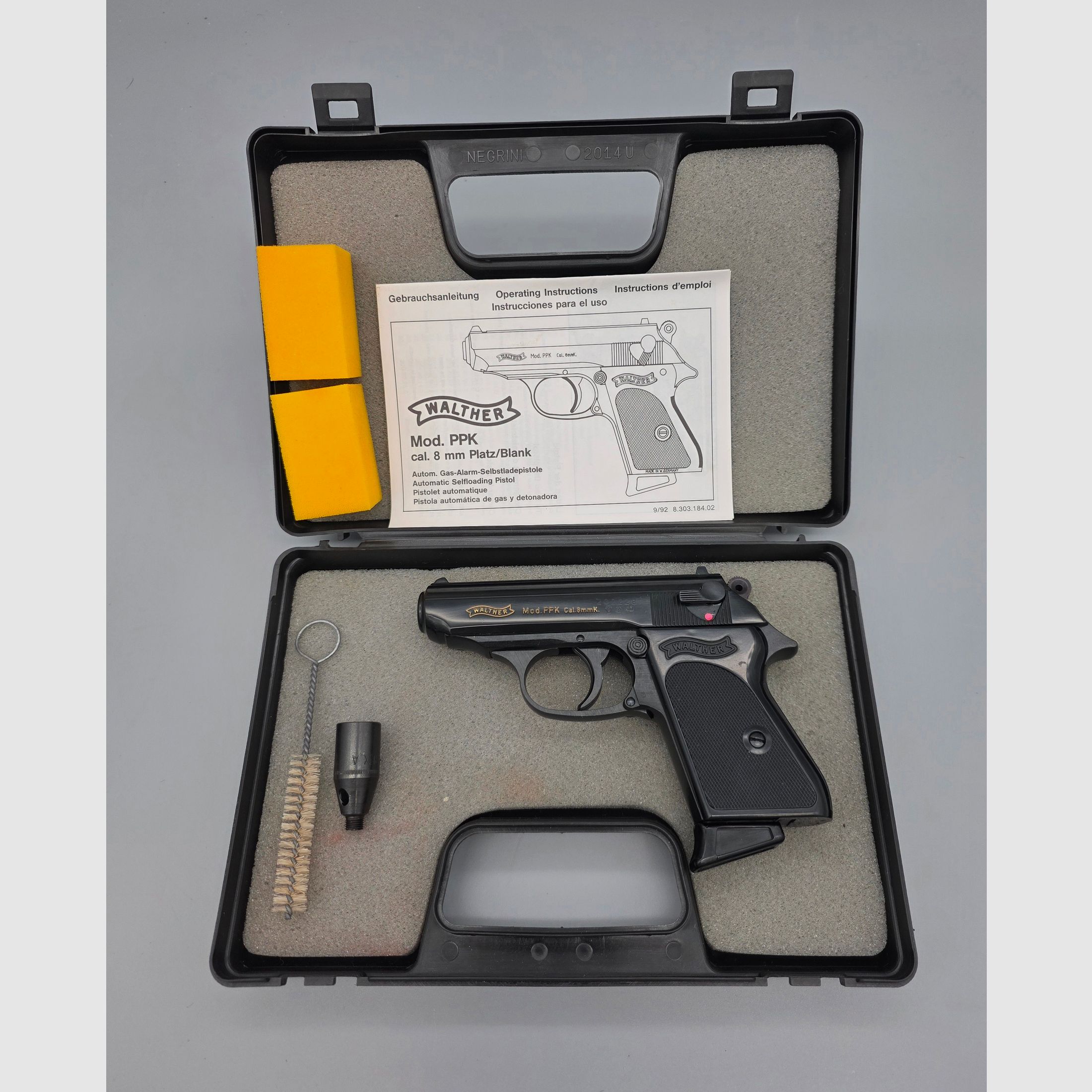 Neuwertig u. ungeschossen Walther PPK 8mm Knall PTB 502 mit Beschuss 1993 (KD) Schreckschuss SRS Silvester