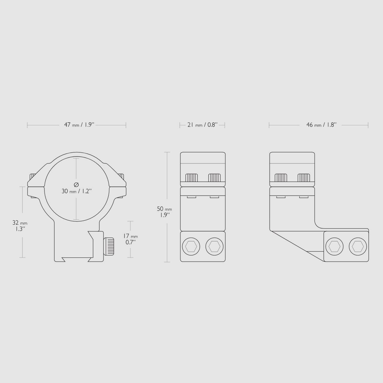Zielfernrohr Versatz-Ringmontagen Hawke 25 mm Extension Ring 30 mm hoch HĂ¶he bis Mitte Ring 32 mm 2-teilig fĂĽr 9 - 11 mm Schiene