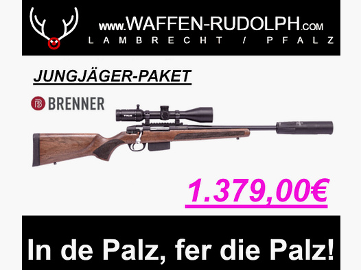 Set completo Brenner, Brenner BR20 con manico in legno in .308, inclusa ottica e silenziatore NON solo per giovani cacciatori!