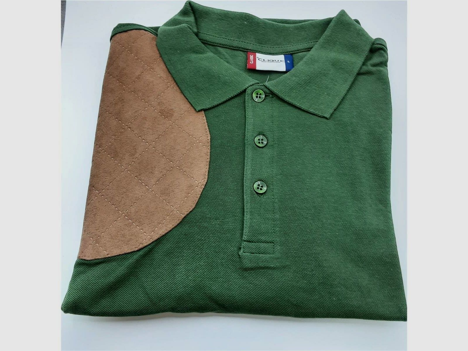 Maglietta polo a maniche corte con patch in velluto, verde L