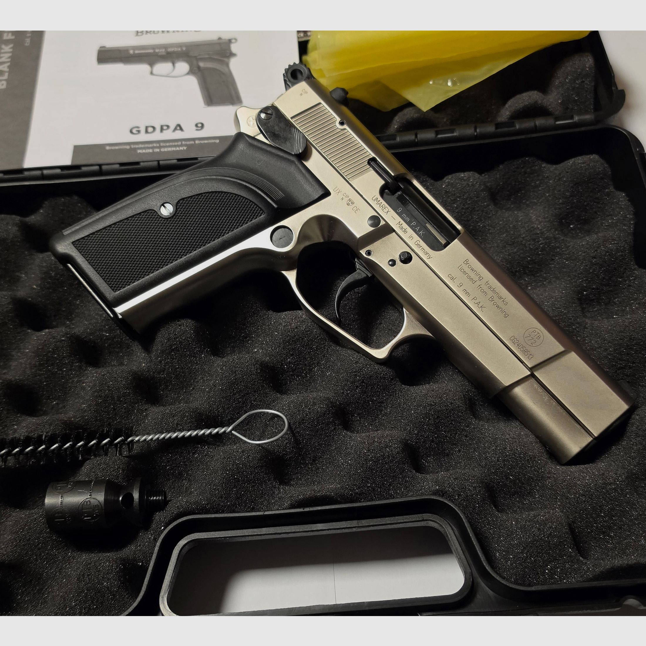 Browning GPDA9 Nickel 9mm PAK blank firing pistol, image 3 of 4