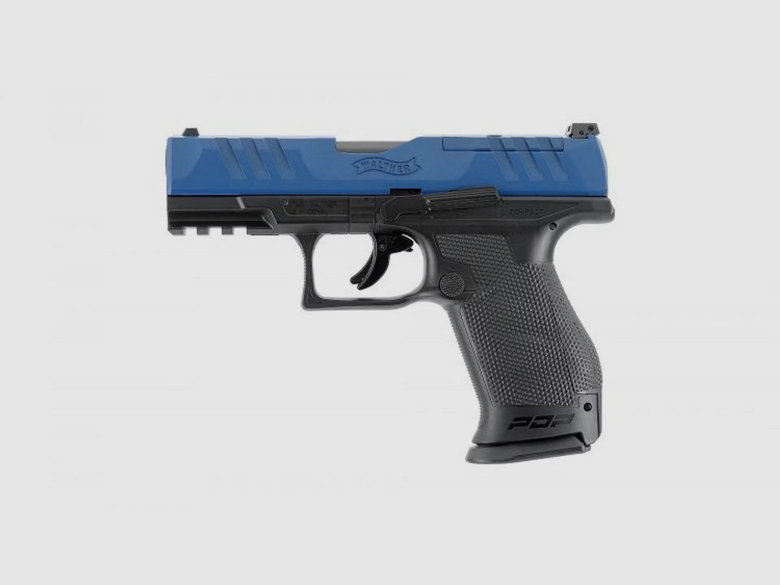 Walther T4 PDP Compact 4" Kal. .43, blauw, trainingswapen met CO-2, 5 Joules