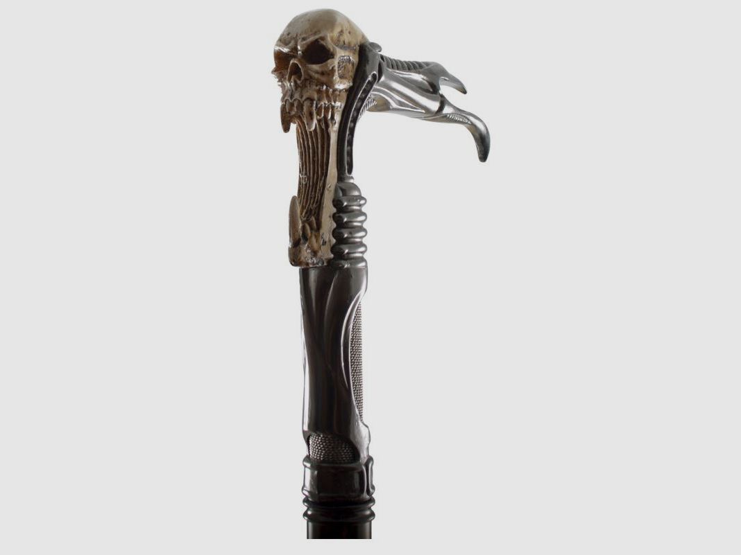 Spazierstock Totenkopf mit Totenkopf Griff